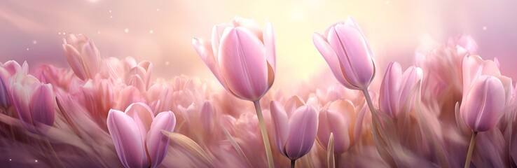 Beautiful tulips flowers. Watercolor - obrazy, fototapety, plakaty