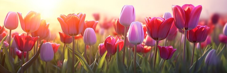 Beautiful tulips flowers. Watercolor