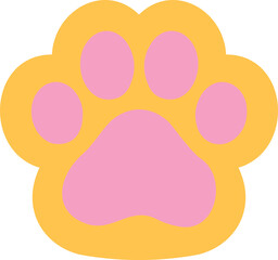 Cat paw in pink and orange color cute icon.