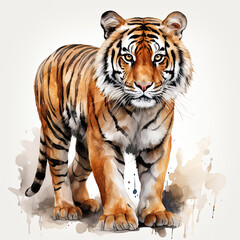 Fototapeta na wymiar watercolor Tiger clipart, Generative Ai