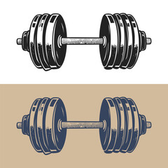 vintage retro powerlifting bodybuilding gym fitbarbell with barbell icon design template vector isolated illustration