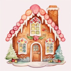 Gingerbread isolated on a white background. Christmas cookies. Watercolor style