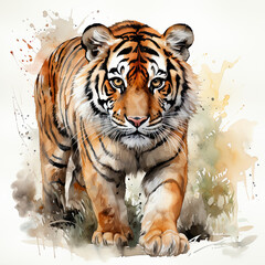 Obraz premium watercolor Tiger clipart, Generative Ai