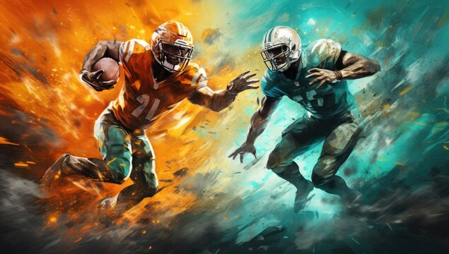 an image depicting two football players playing Generative AI