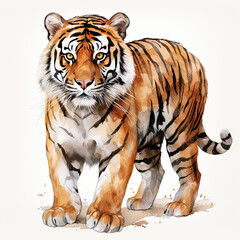 Fototapeta premium watercolor Tiger clipart, Generative Ai