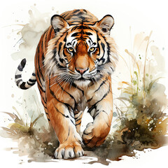 watercolor Tiger clipart, Generative Ai