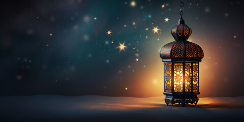 a lantern with a glowing candle - obrazy, fototapety, plakaty