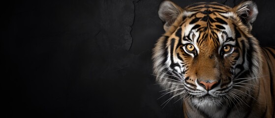 a tiger looking at the camera - obrazy, fototapety, plakaty