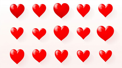 Continuous pattern of red hearts on white background