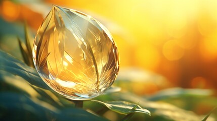 fractal waterdrop, light yellow nature background, coy space, 16:9