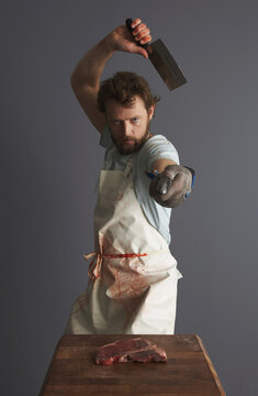 Portrait of Butcher with Cleaver