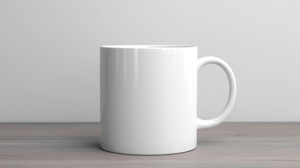 Obraz premium empty white mug on white wooden table