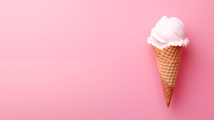 ice cream cone on pink background - obrazy, fototapety, plakaty