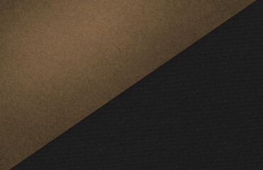 BLACK AND BROWN paper background. Two colored pastel sheets of paper diagonally. Craft paper for...
