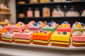 美味しそうなケーキのカラフルな外観　Colorful Appearance of a Tasty Cake