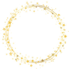 Stars round vector frame. Gold starry circle banner background.
