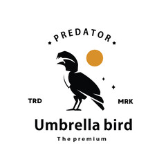 Fototapeta premium vintage retro hipster umbrella bird logo vector outline silhouette art 