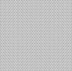 Metallic black grid on a white background. Interlocking shapes are made of three small circles. Geometric texture. Seamless repeating pattern. Vector illustration. 