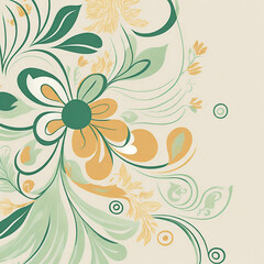 Fototapeta na wymiar graphics stylized flower green and gold vintage