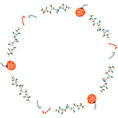 isolate christmas elements circle frame