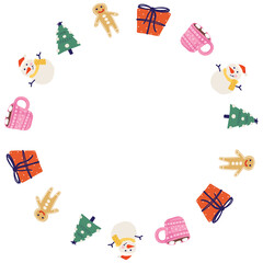 isolate christmas elements circle frame