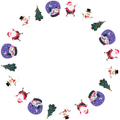 isolate christmas elements circle frame