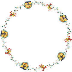 isolate christmas elements circle frame