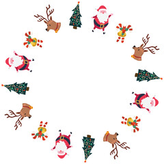 isolate christmas elements circle frame