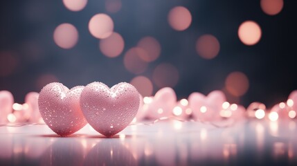 Fototapeta premium Happy Valentine's Day. Celebrating love: valentine romance, hearts, and sweet moments captured in a whimsical journey of affectionate connection.