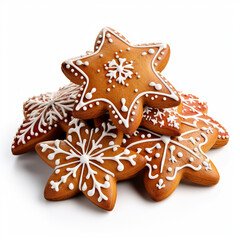 christmas gingerbread cookies on white