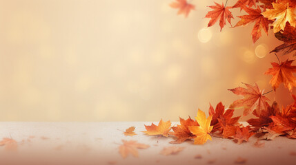 Naklejka na ściany i meble autumn leaves background with copy space 