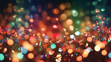 Festive bokeh lights dancing in the night, spreading holiday cheer.