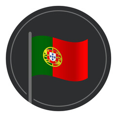 Obraz premium Abstract Portugal Flag Flat Icon in Circle Isolated on White Background