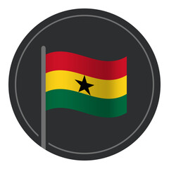 Obraz premium Abstract Ghana Flag Flat Icon in Circle Isolated on White Background