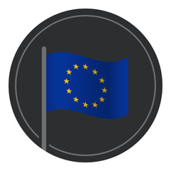 Abstract European Union Flag Flat Icon in Circle Isolated on White Background