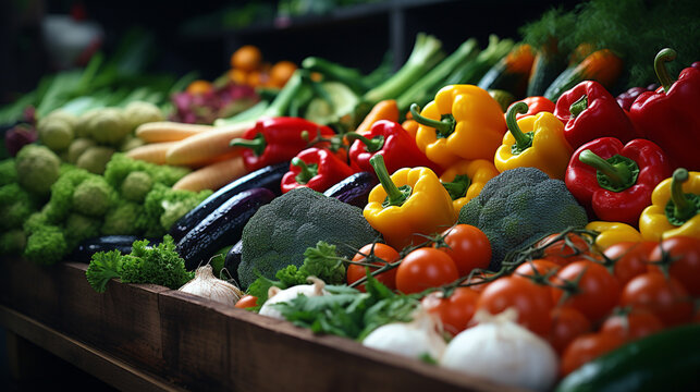 fresh vegetables on market stall