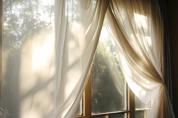 Voile Curtains - France - Lightweight and semi-transparent, providing a soft and airy feel to windows - obrazy, fototapety, plakaty