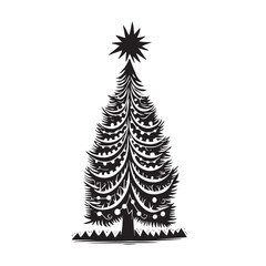 christmas tree isolated on white. funky style. vector.