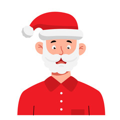 A bearded man wearing red shirt and Santa Claus Hat to celebrate Christmas