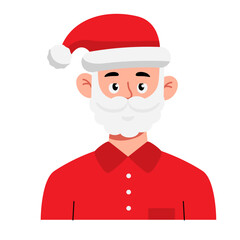 A bearded man wearing red shirt and Santa Claus Hat to celebrate Christmas