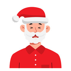 A bearded man wearing red shirt and Santa Claus Hat to celebrate Christmas