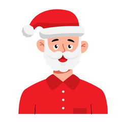 A bearded man wearing red shirt and Santa Claus Hat to celebrate Christmas