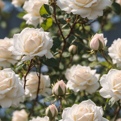 Obraz premium Blooming Rose Flowers Seamless Pattern Beautiful Floral Art Digital Background Design