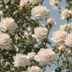 Fototapeta na wymiar Blooming Rose Flowers Seamless Pattern Beautiful Floral Art Digital Background Design