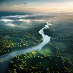 two long rivers in nature crossing and a yellow sky