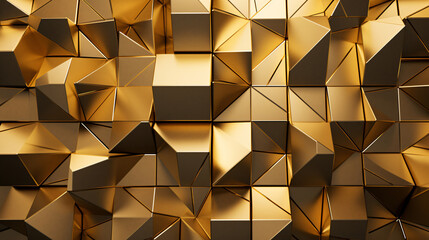 Modern Elegant 3D Wall White Panels with Gold Decor and Shaded Geometric Modules for Upscale Interiors