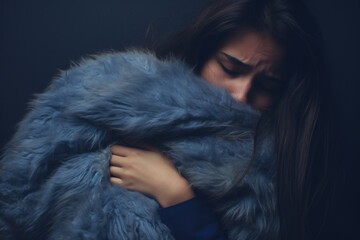 photo of a sad woman hugging a pillow, Blue Monday mood, Sad Monday, the most depressing day of the...