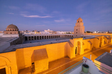 Evening view of the Great Mosque of Kairouan.