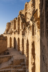 Interir of the amphitheater of the Roman ruins at El Jem.