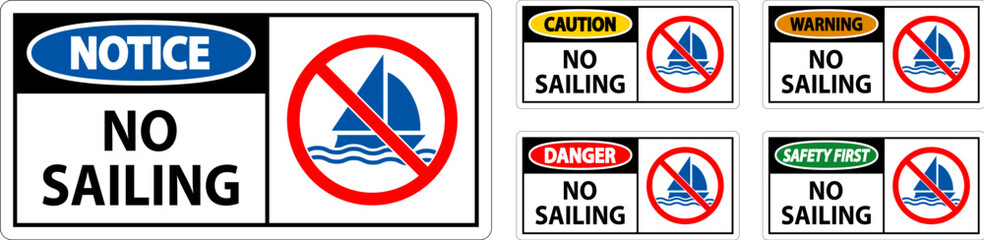 Water Safety Sign Attention, No Sailing